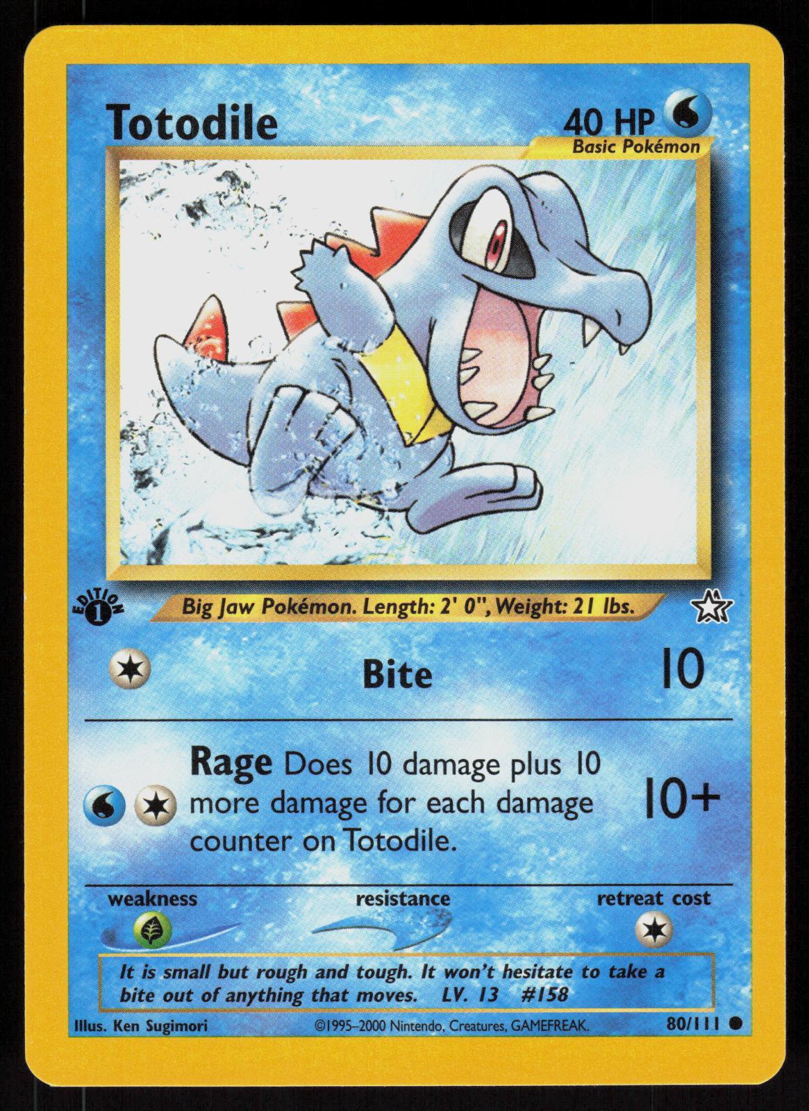 Pokemon Totodile 80/111 Neo Genesis Common 1st Edition Near Mint