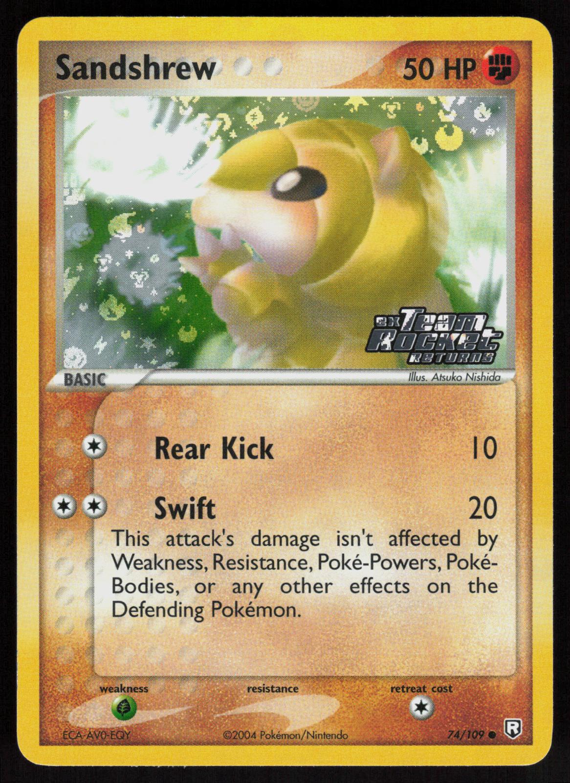 Pokemon Sandshrew 74/109 Team Rocket Returns Common Reverse Holo Near Mint