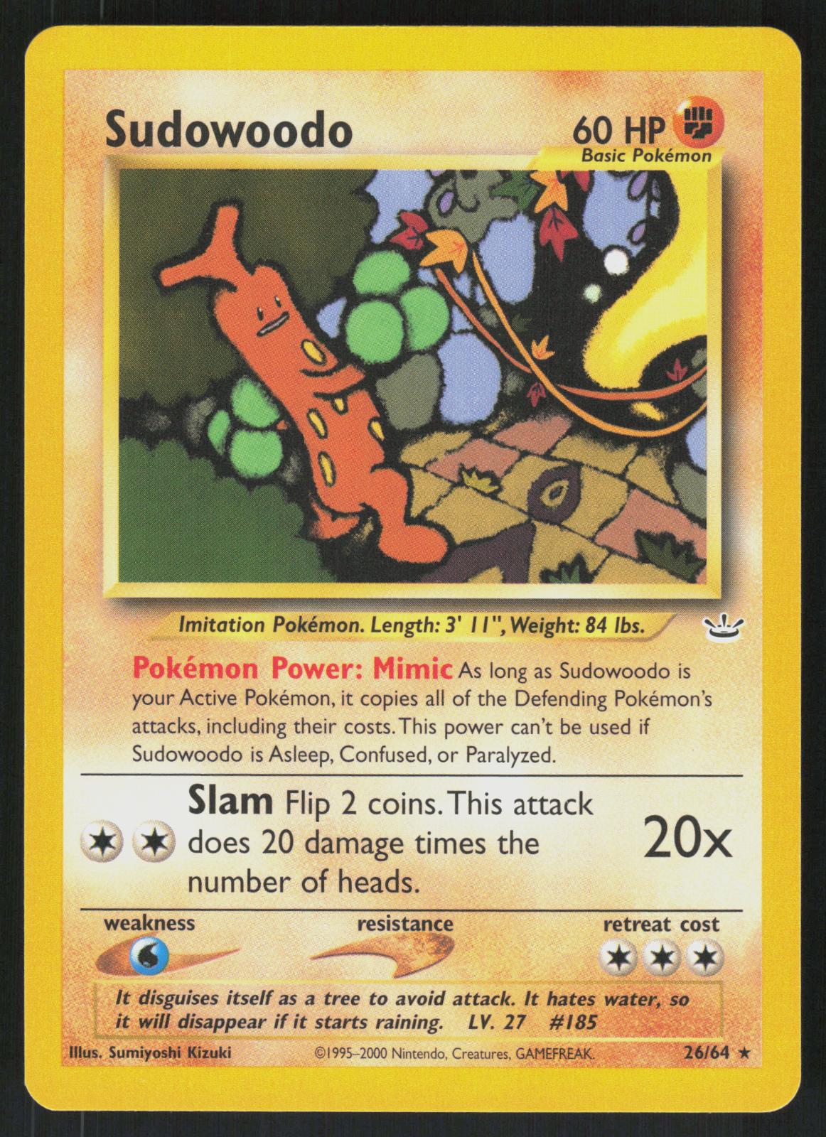 Pokemon Sudowoodo 26/64 Neo Revelation Rare Near Mint