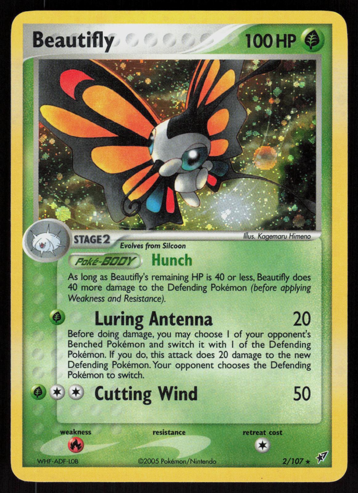 Pokemon Beautifly 2/107 Deoxys Holo Rare Lightly Played