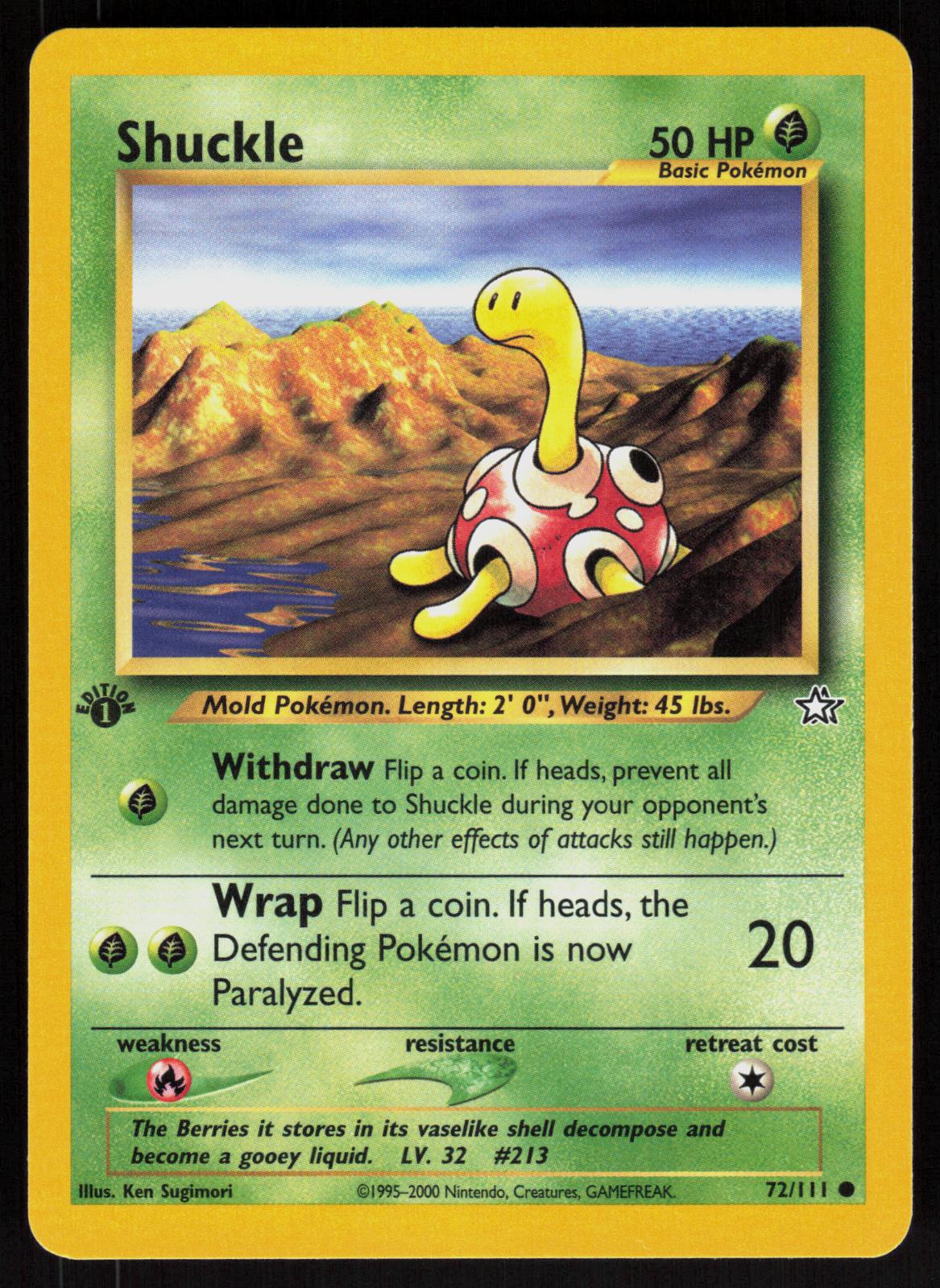 Pokemon Shuckle 72/111 Neo Genesis Common 1st Edition Near Mint