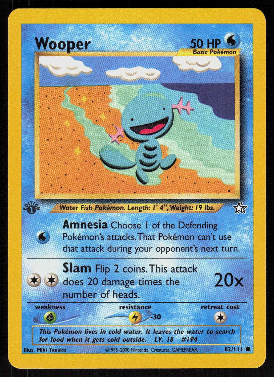 Pokemon Wooper 82/111 Neo Genesis Common 1st Edition Near Mint