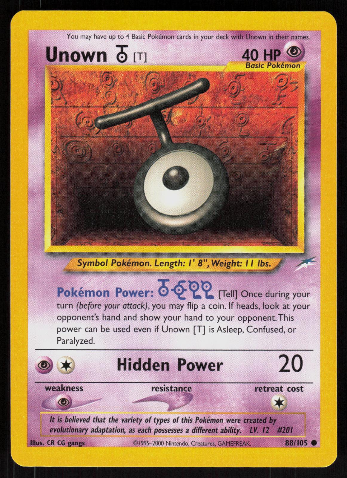 Pokemon Unown [T] 88/105 Neo Destiny Common Near Mint
