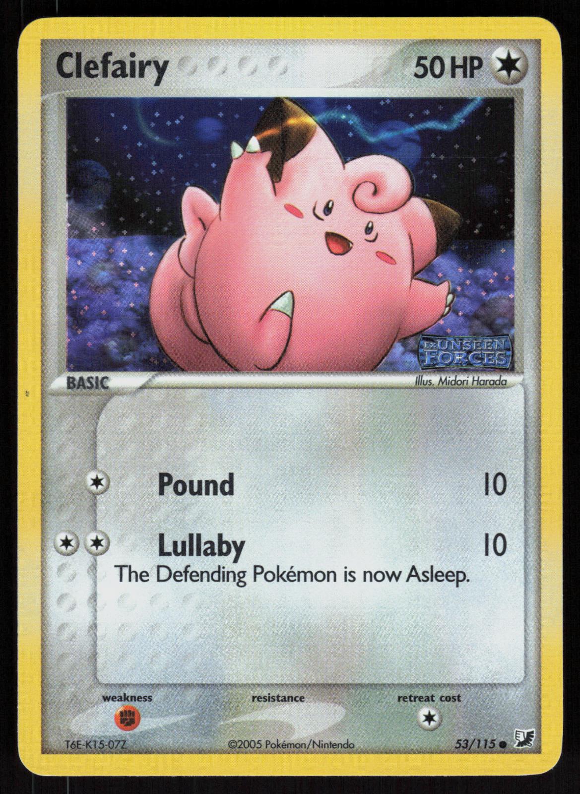 Pokemon Clefairy 53/115 Unseen Forces Common Reverse Holo Near Mint