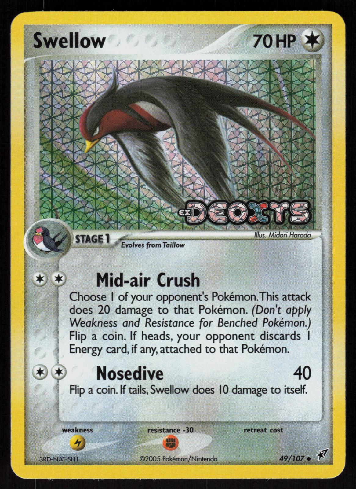 Pokemon Swellow 49/107 Deoxys Uncommon Reverse Holo Near Mint