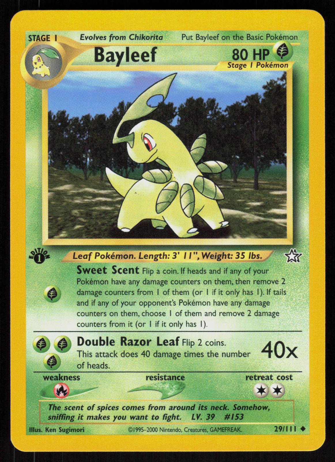 Pokemon Bayleef 29/111 Neo Genesis Uncommon 1st Edition Near Mint