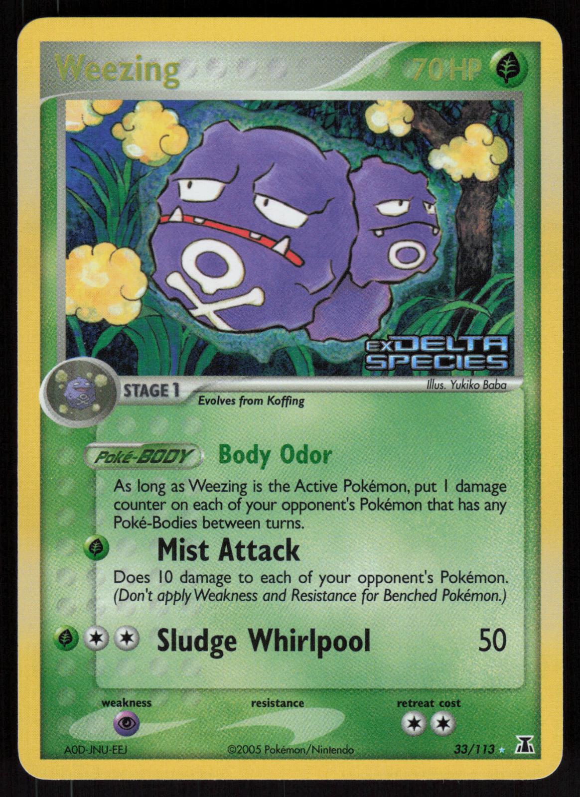 Pokemon Weezing 33/113 Delta Species Rare Reverse Holo Near Mint