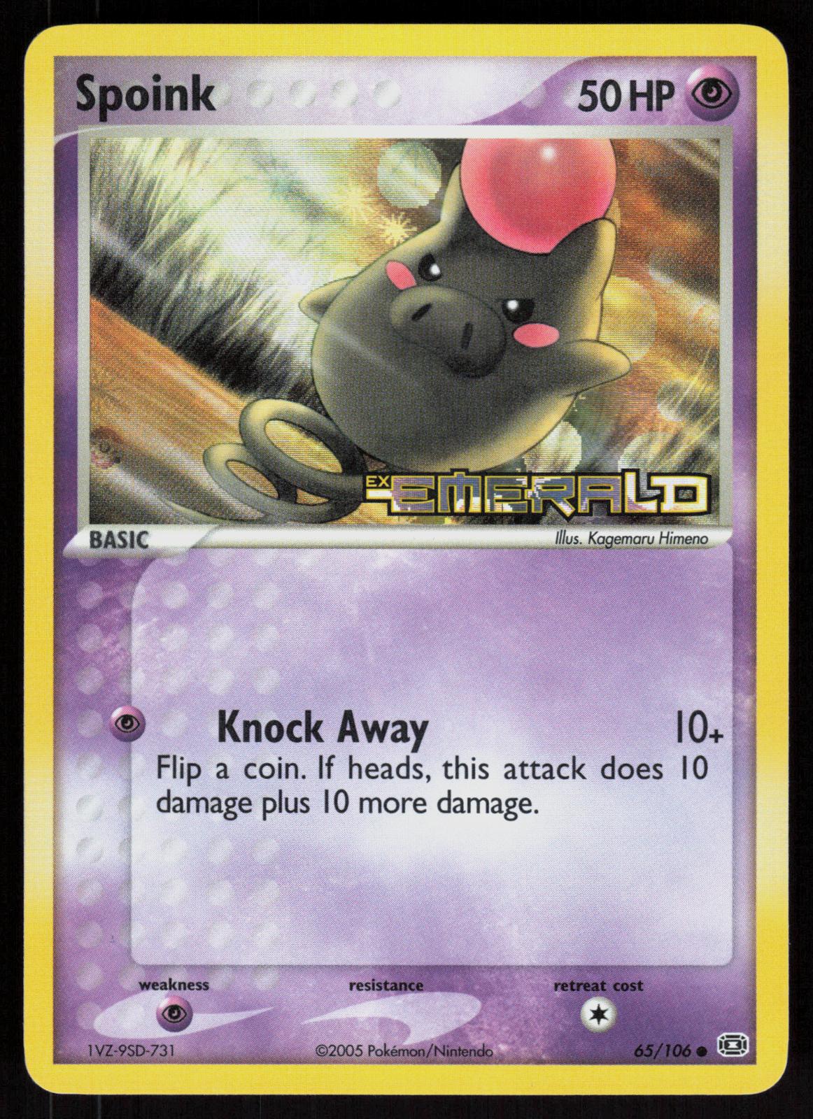 Pokemon Spoink 65/106 Emerald Common Reverse Holo Near Mint