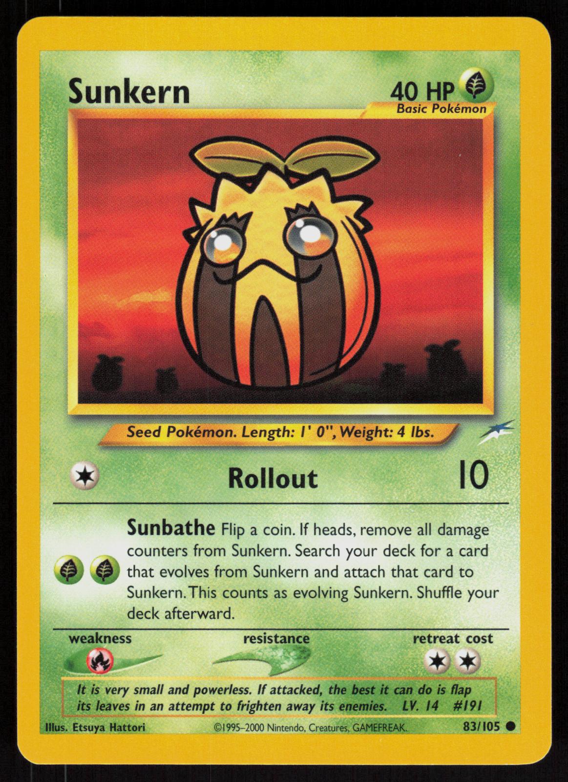 Pokemon Sunkern 83/105 Neo Destiny Common Near Mint