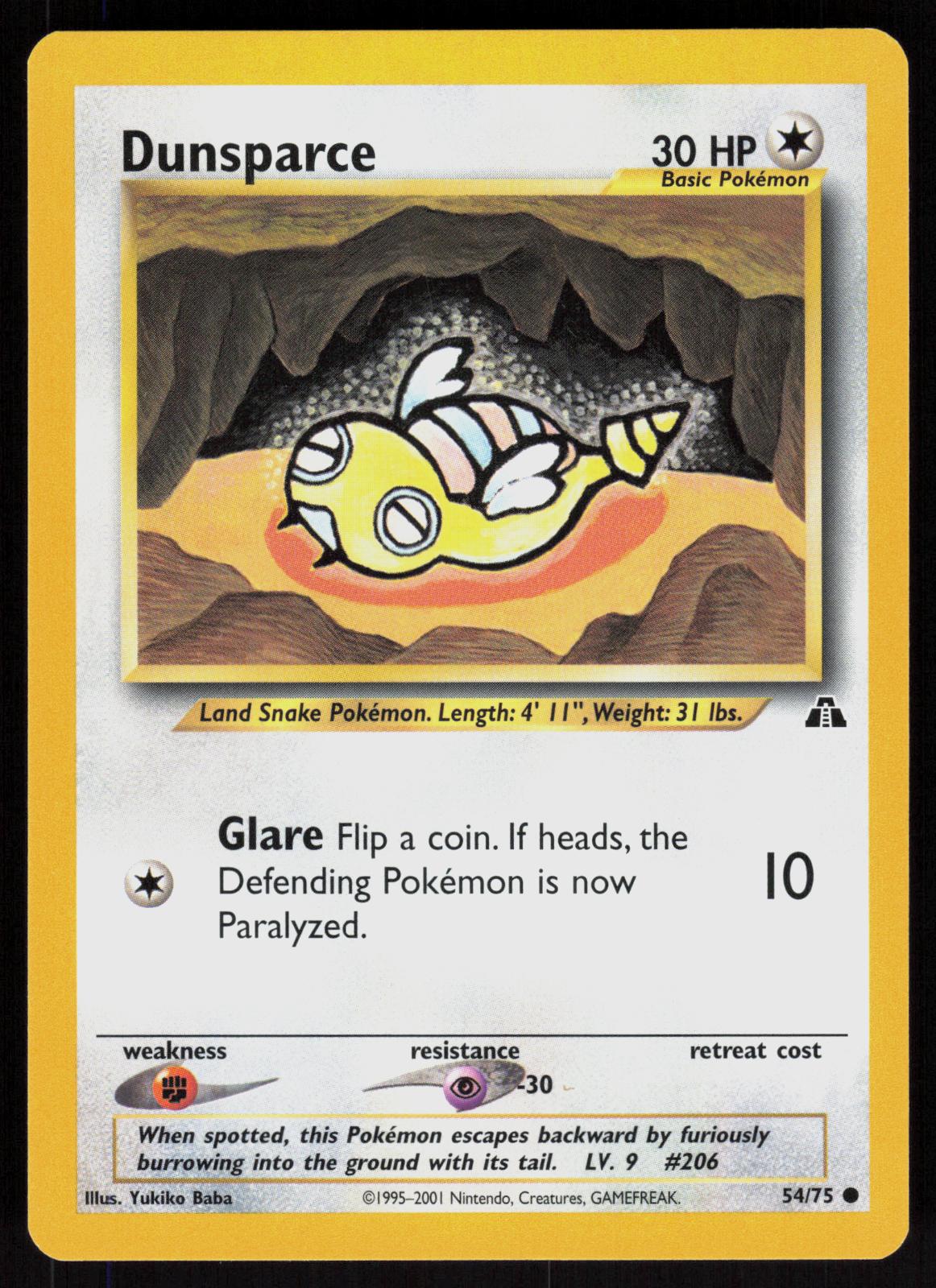 Pokemon Dunsparce 54/75 Neo Discovery Common Near Mint