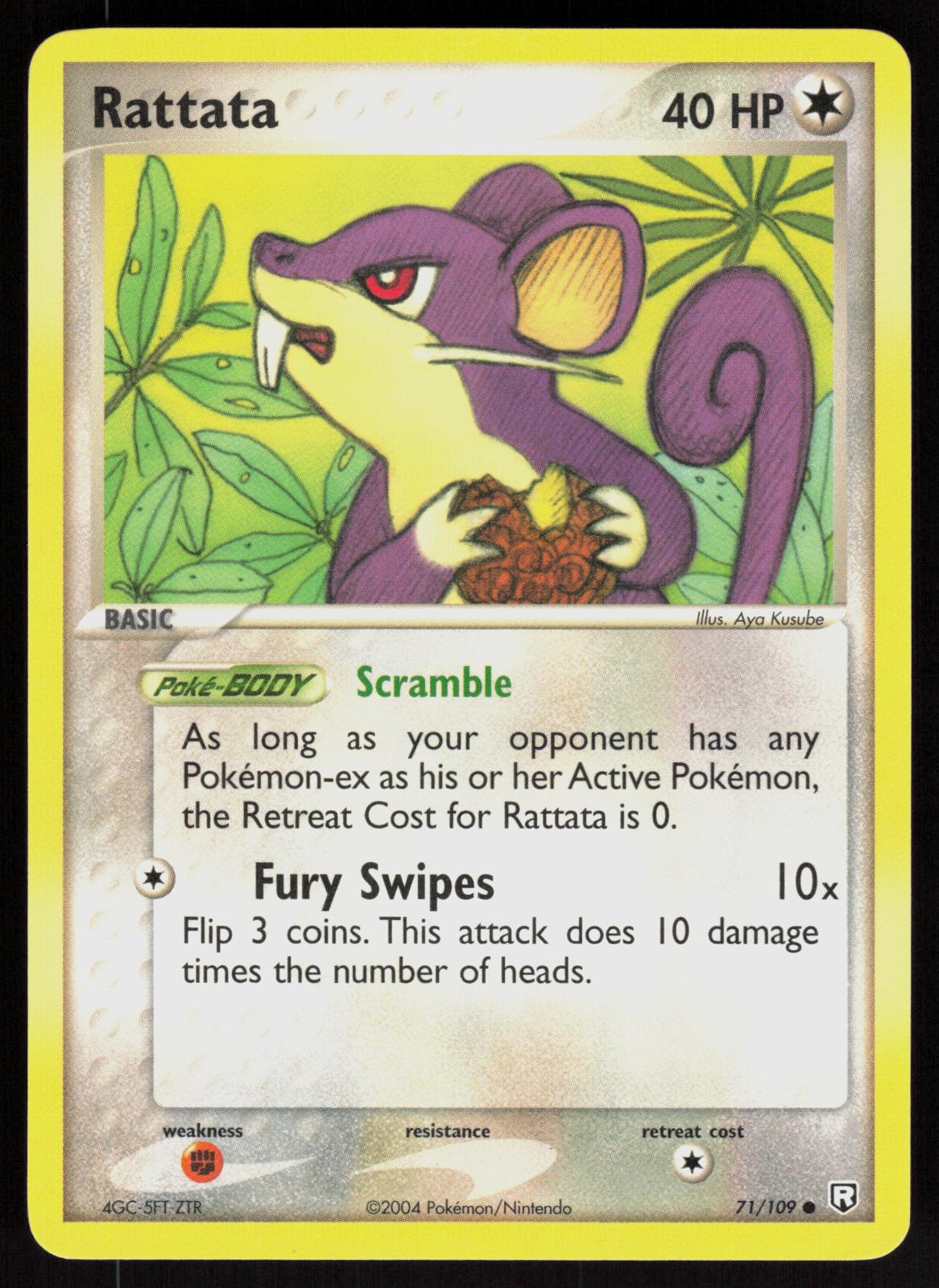 Pokemon Rattata 71/109 Team Rocket Returns Common Near Mint