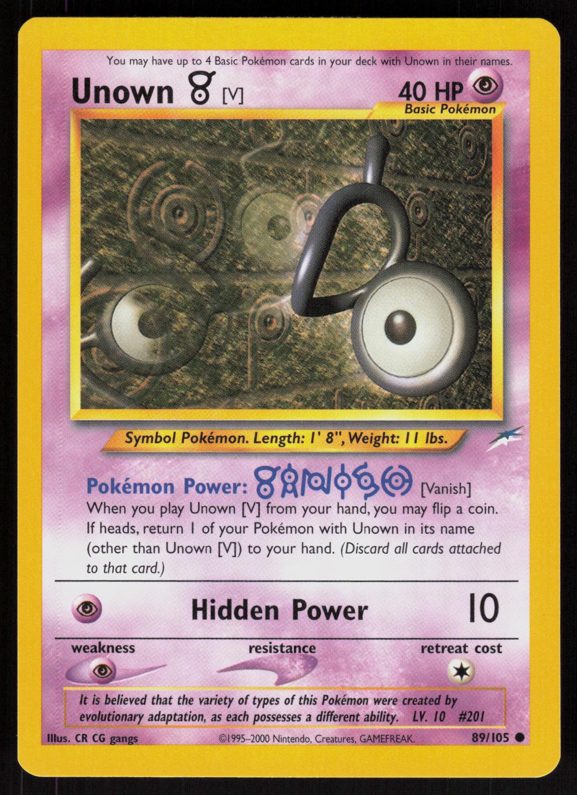 Pokemon Unown [V] 89/105 Neo Destiny Common Near Mint
