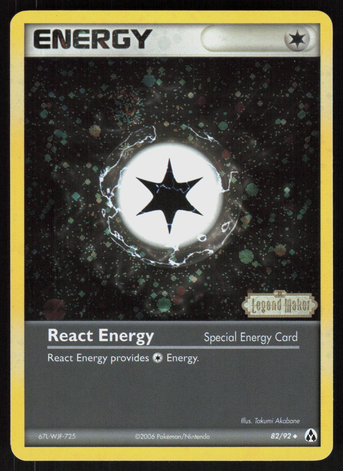 Pokemon React Energy 82/92 Legend Maker Uncommon Reverse Holo Near Mint