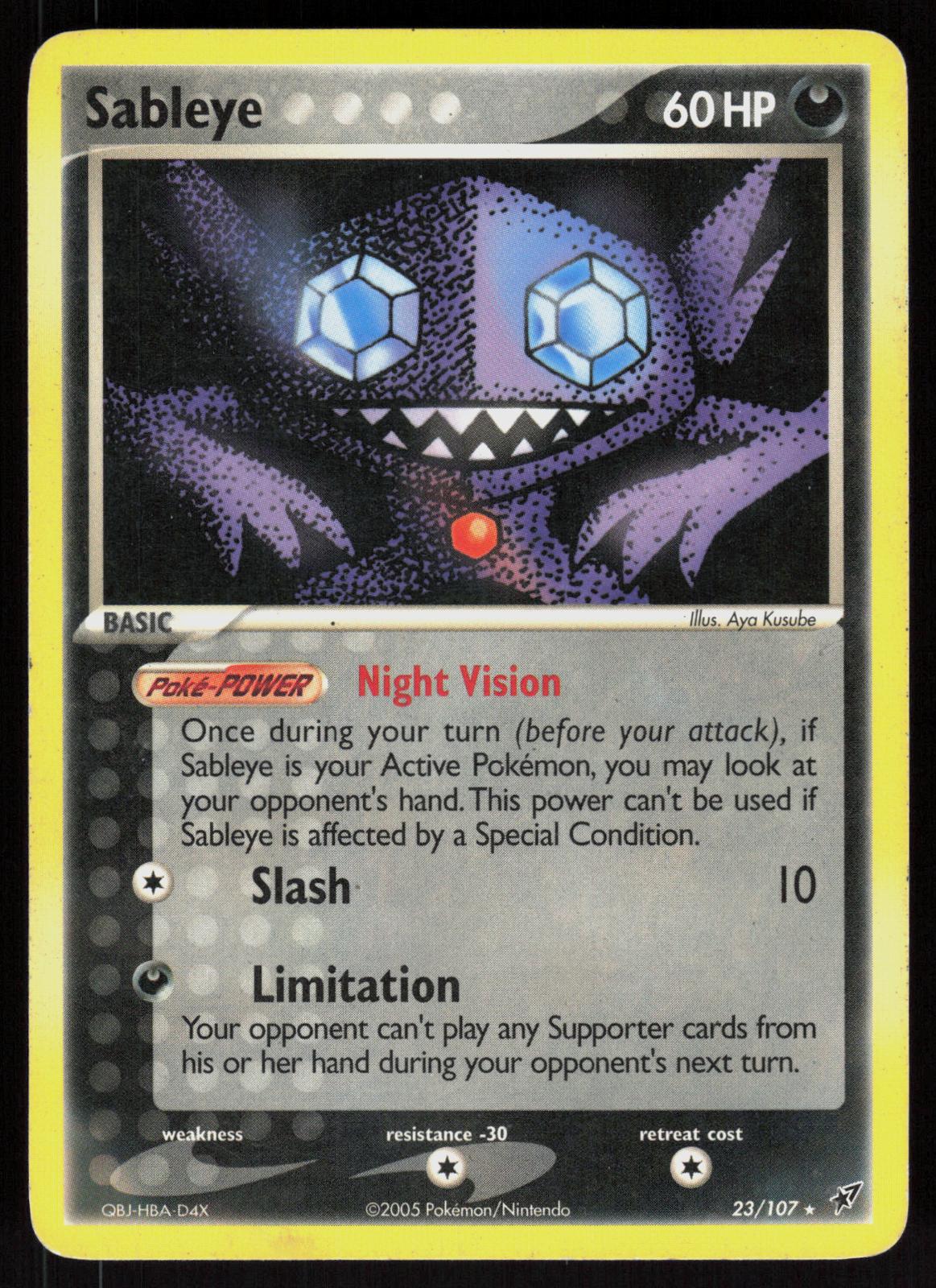 Pokemon Sableye 23/107 Deoxys Rare Heavily Played