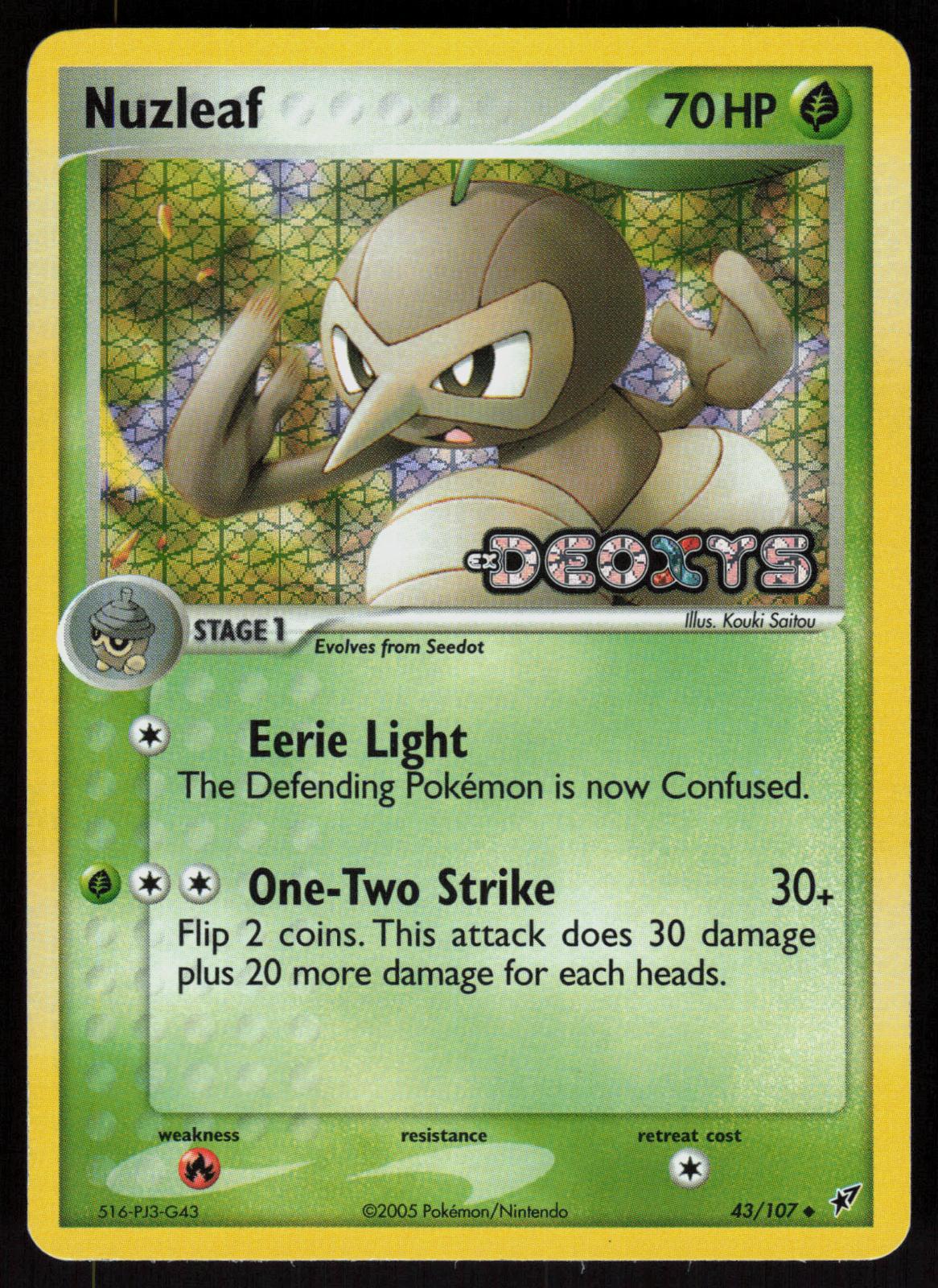 Pokemon Nuzleaf 43/107 Deoxys Uncommon Reverse Holo Near Mint