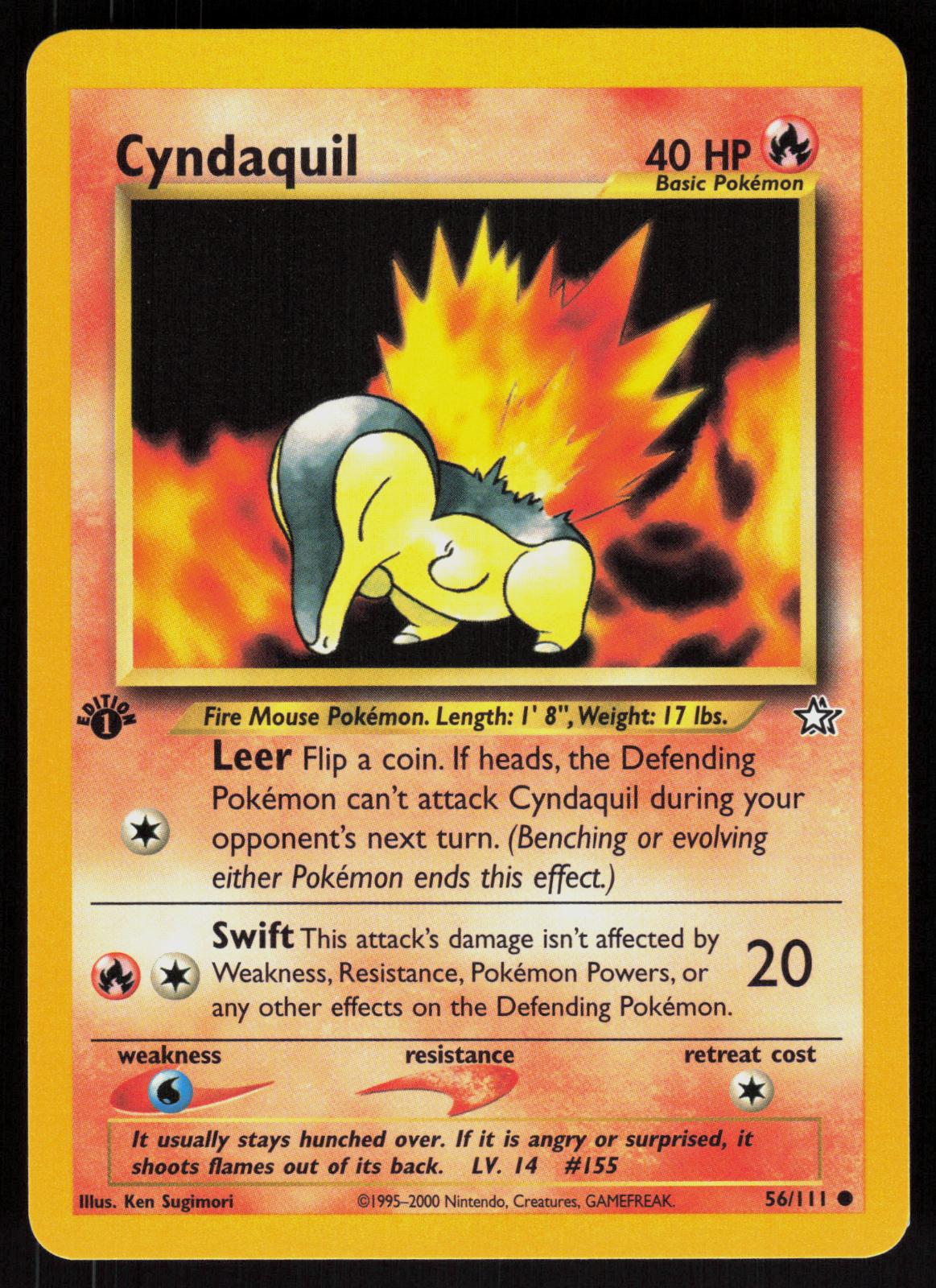 Pokemon Cyndaquil 56/111 Neo Genesis Common 1st Edition Near Mint