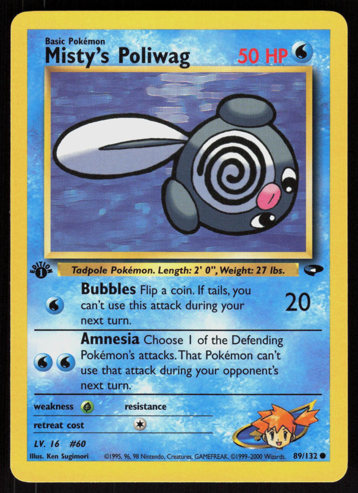 Pokemon Misty's Poliwag 89/132 Gym Challenge Common 1st Edition Near Mint