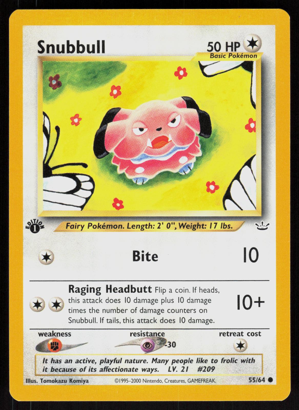 Pokemon Snubbull 55/64 Neo Revelation Common 1st Edition Near Mint