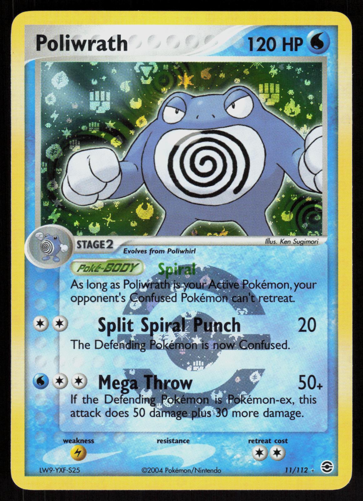 Pokemon Poliwrath 11/112 FireRed & LeafGreen Holo Rare Reverse Holo Near Mint