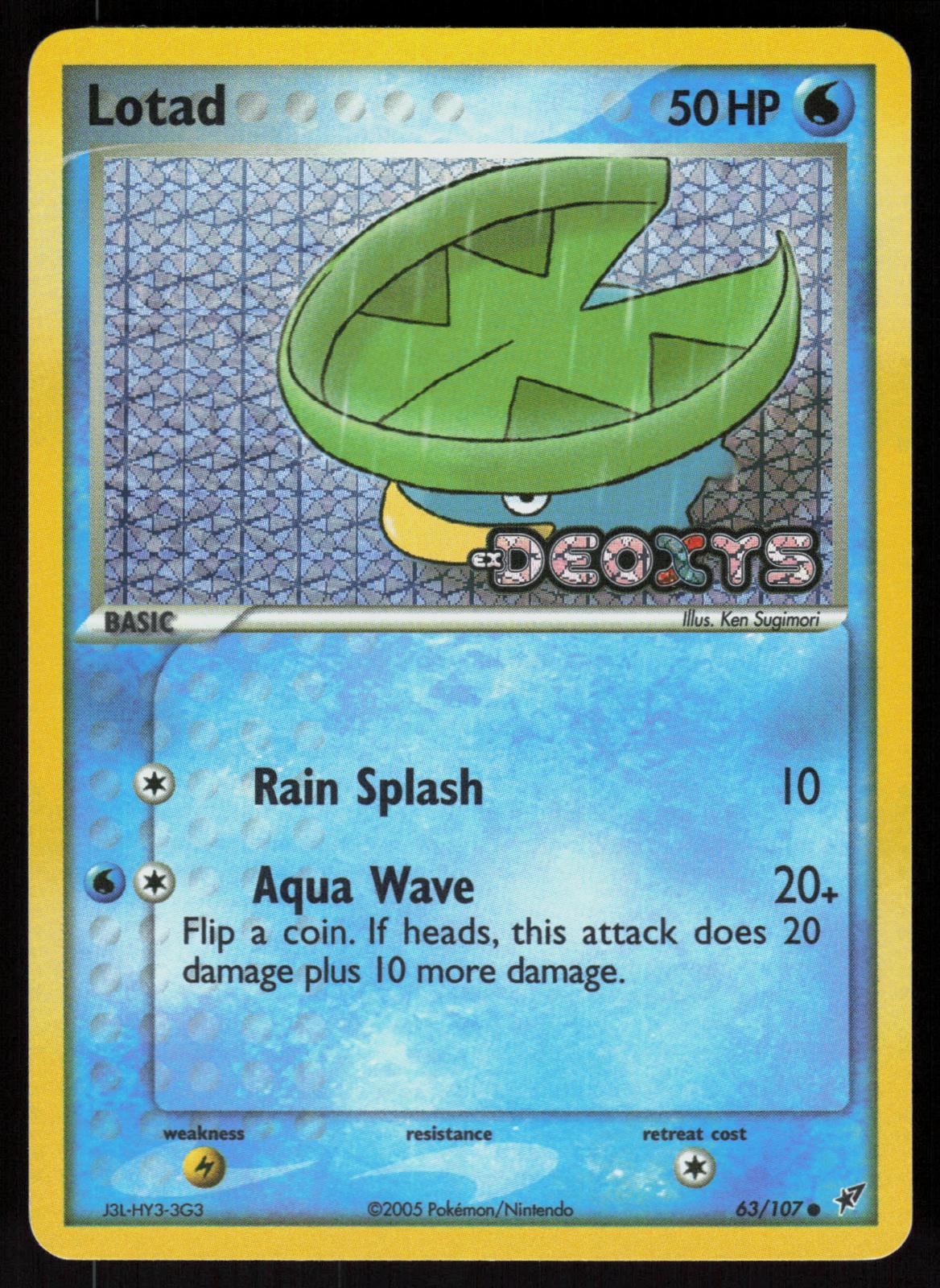 Pokemon Lotad 63/107 Deoxys Common Reverse Holo Near Mint