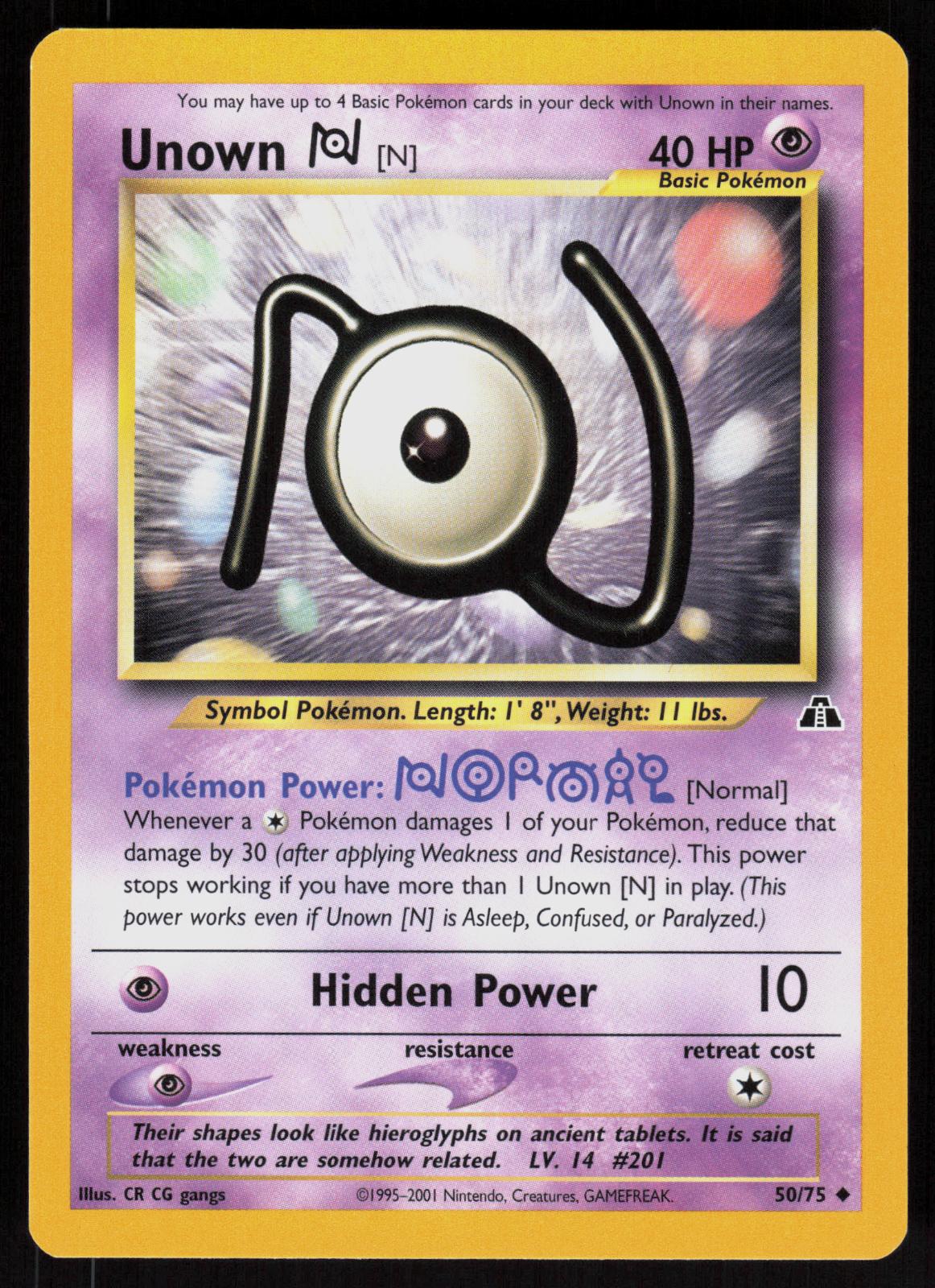 Pokemon Unown [N] 50/75 Neo Discovery Uncommon Near Mint
