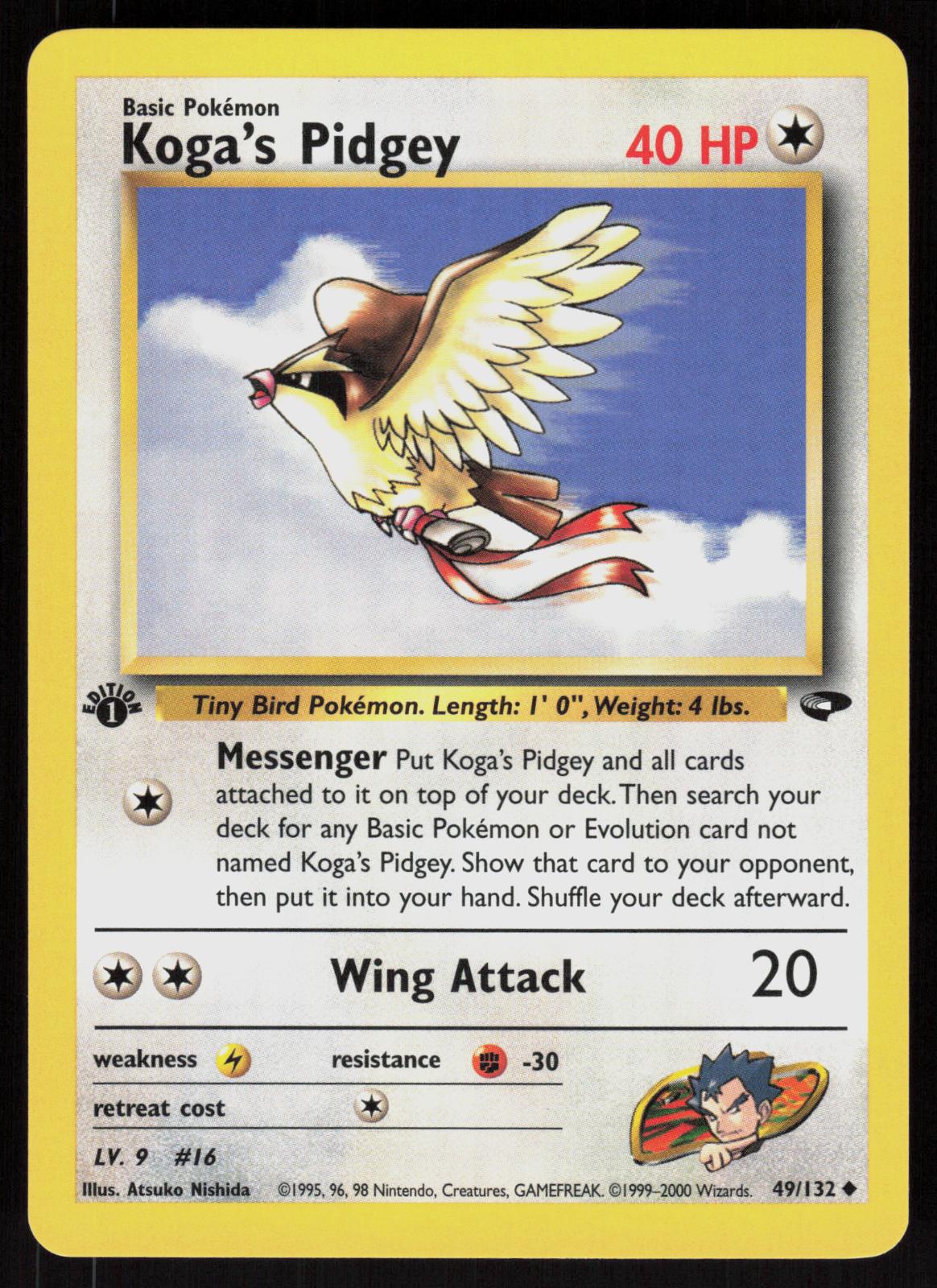 Pokemon Koga's Pidgey 49/132 Gym Challenge Uncommon 1st Edition Near Mint