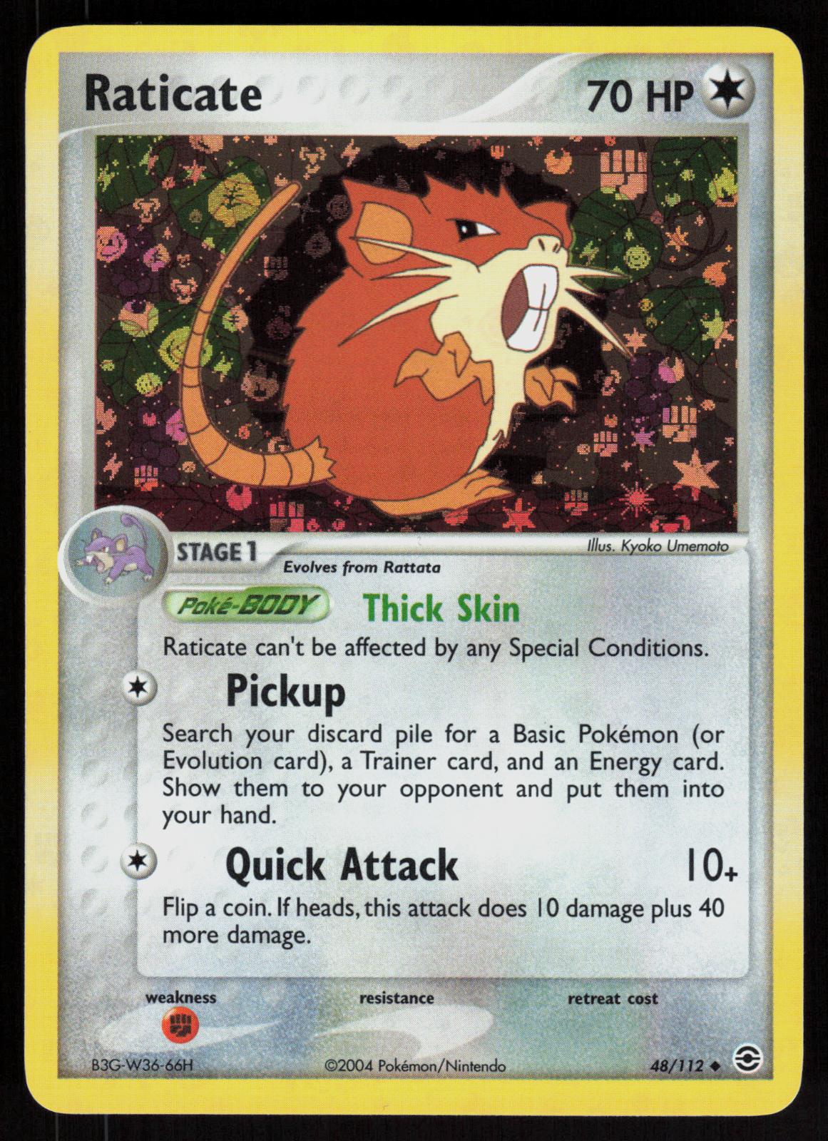 Pokemon Raticate 48/112 FireRed & LeafGreen Uncommon Reverse Holo Near Mint