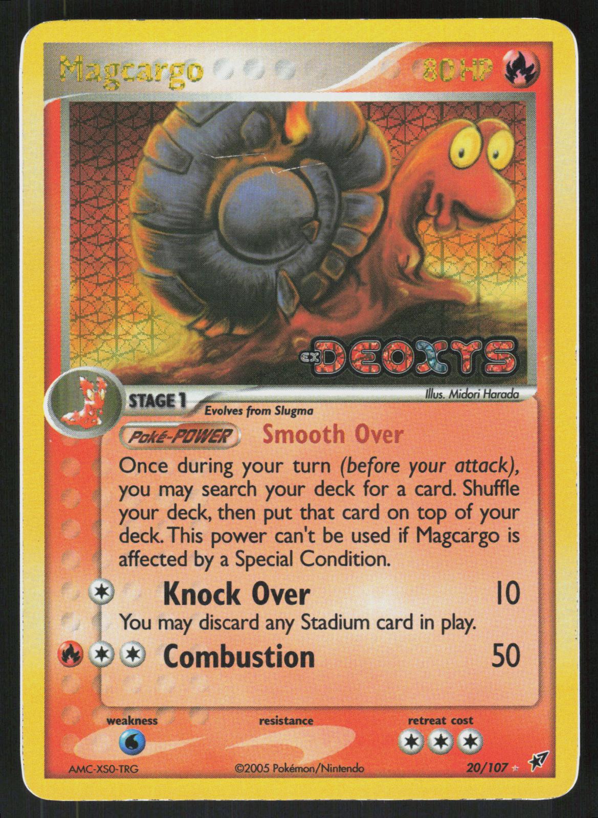 Pokemon Magcargo 20/107 Deoxys Rare Reverse Holo Moderately Played