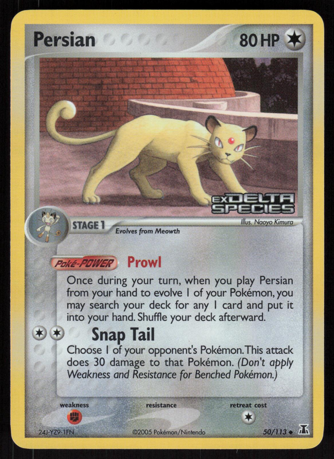 Pokemon Persian 50/113 Delta Species Uncommon Reverse Holo Near Mint