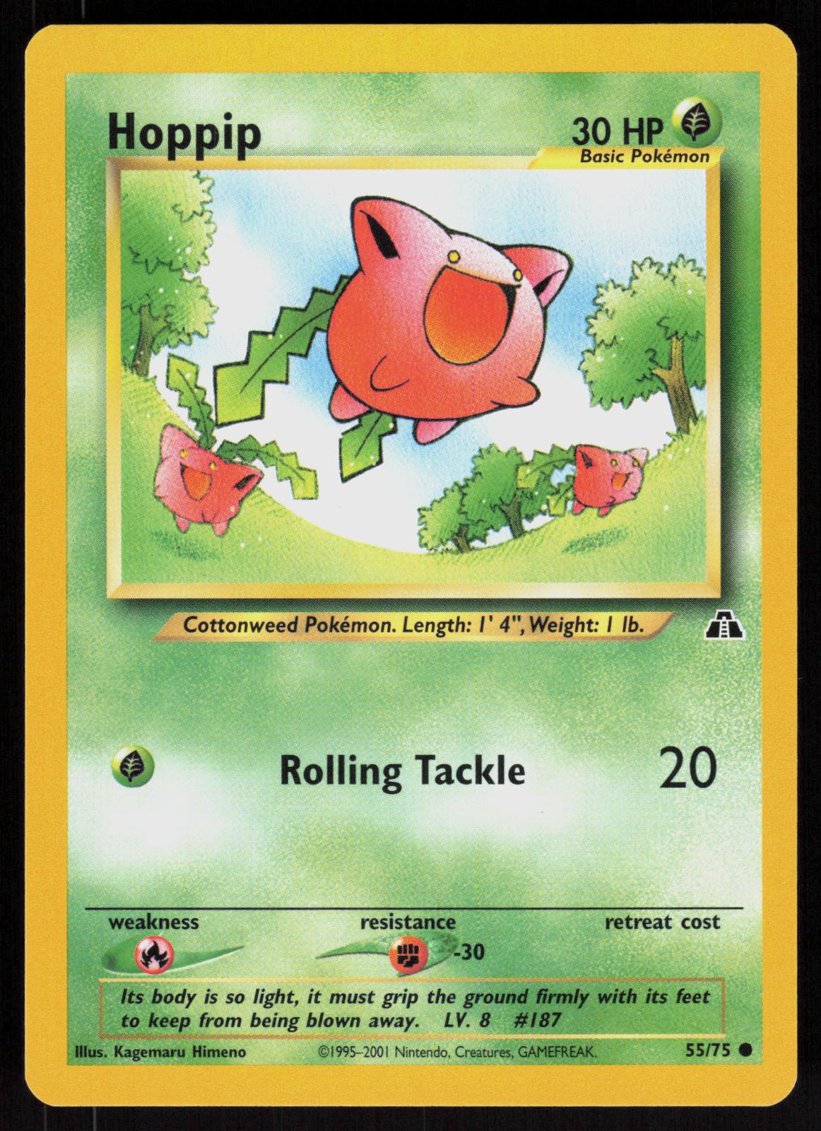 Pokemon Hoppip 55/75 Neo Discovery Common Near Mint