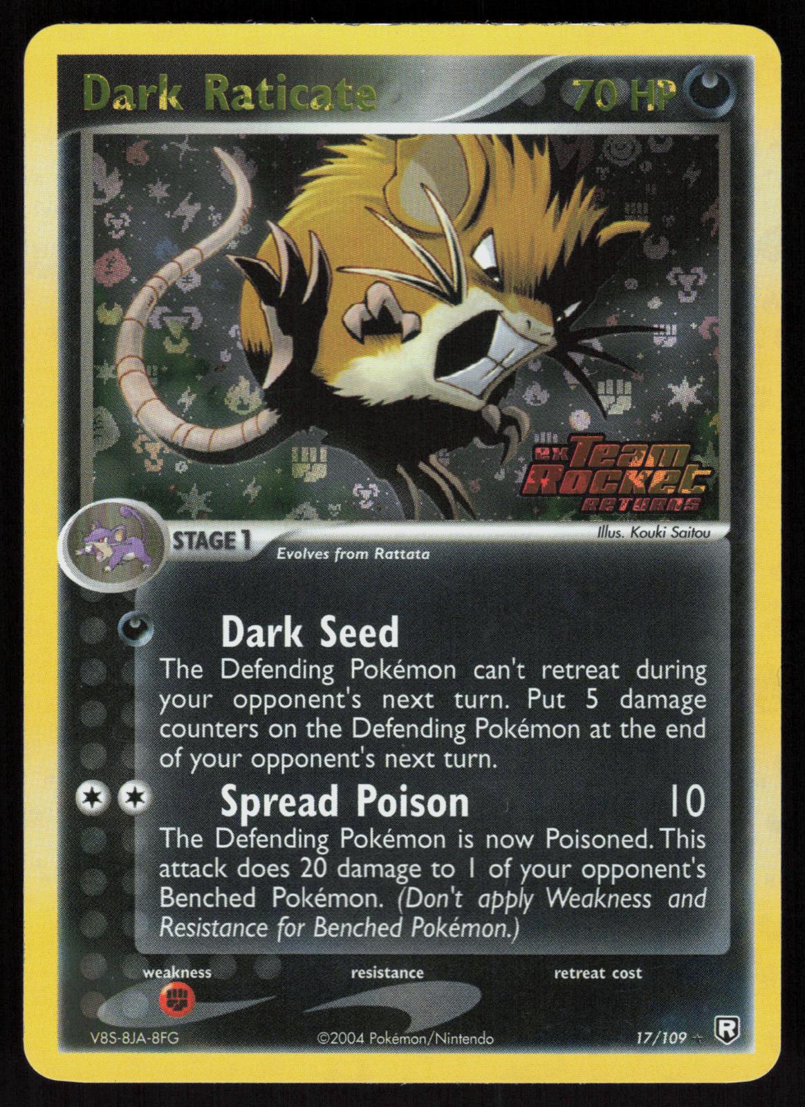 Pokemon Dark Raticate 17/109 Team Rocket Returns Rare Reverse Holo LP