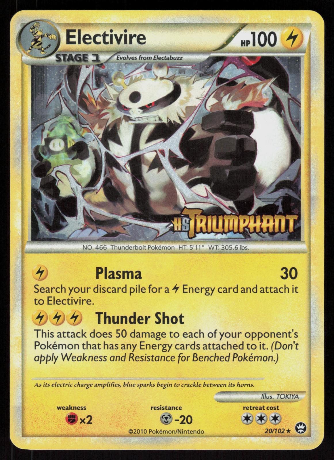 Pokemon Electivire 20/102 HGSS PRERELEASE STAMP Triumphant Lightly Played