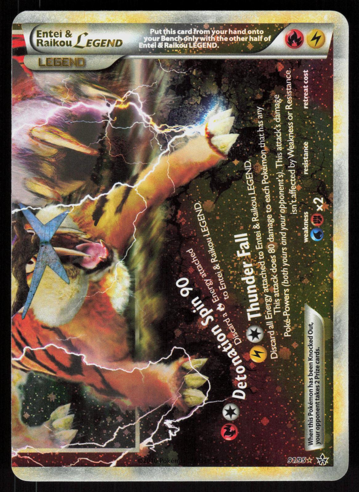 Pokemon Entei & Raikou LEGEND 91/95 HGSS Unleashed LEGEND Moderately Played