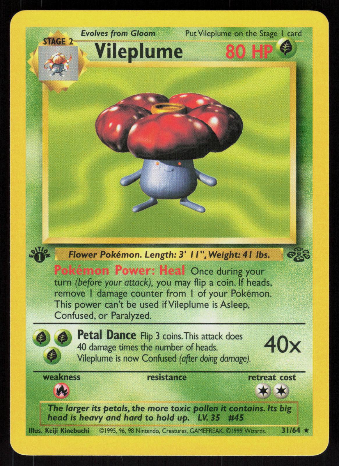 Pokemon Vileplume 31/64 Jungle Rare 1st Edition Near Mint
