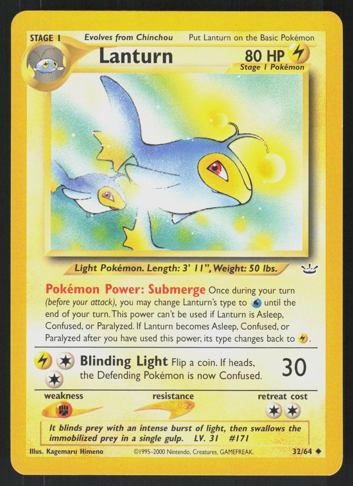 Pokemon Lanturn 32/64 Neo Revelation Uncommon Near Mint