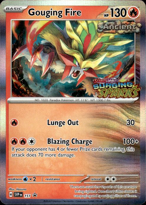 Pokemon Gouging Fire 151 Scarlet & Violet STAFF Promo Near Mint