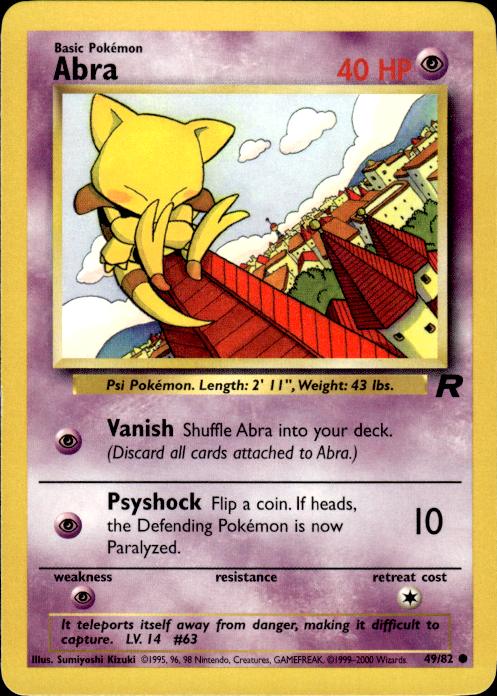 Pokemon Abra 49/82 Team Rocket Common Near Mint