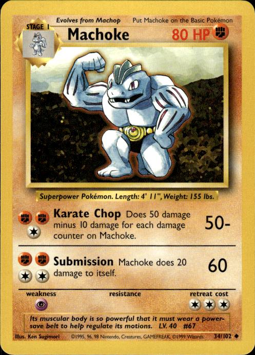Pokemon Machoke 34/102 Base Set Uncommon Near Mint