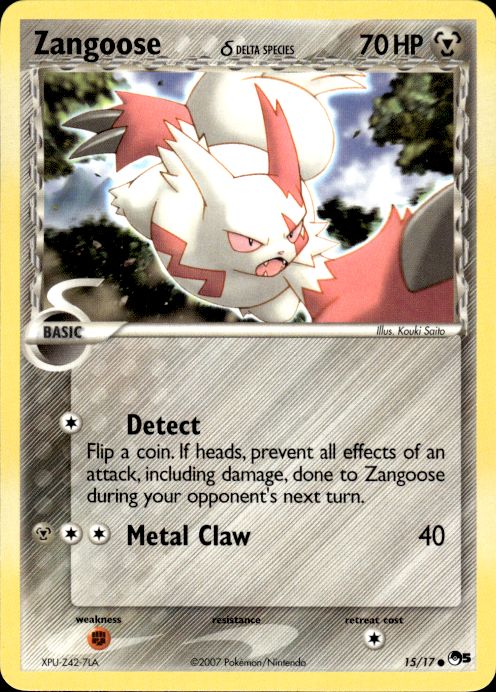 Pokemon Zangoose 15/17 POP Series 5 Common Near Mint
