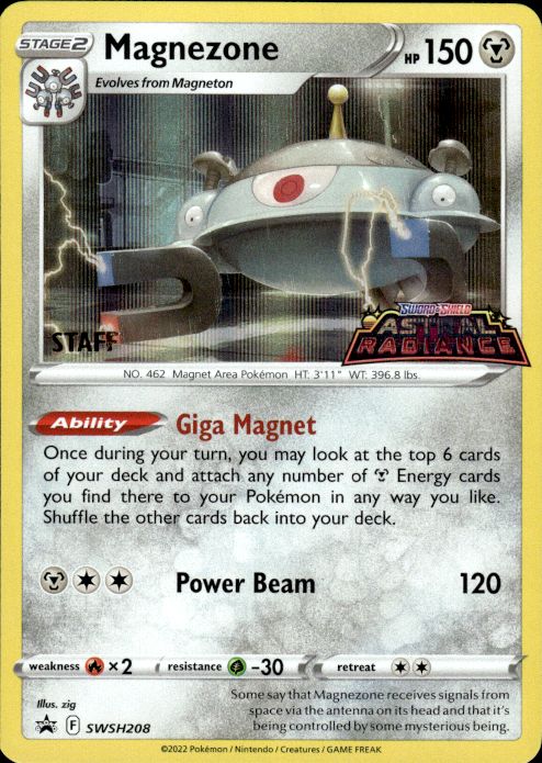 Pokemon Magnezone SWSH208 SWSH Black Star STAFF Promo Near Mint