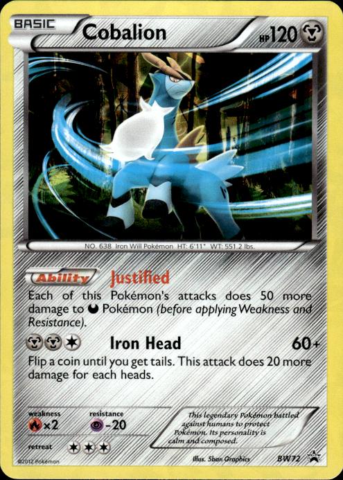 Pokemon Cobalion BW72 BW Black Star Promos Promo Lightly Played