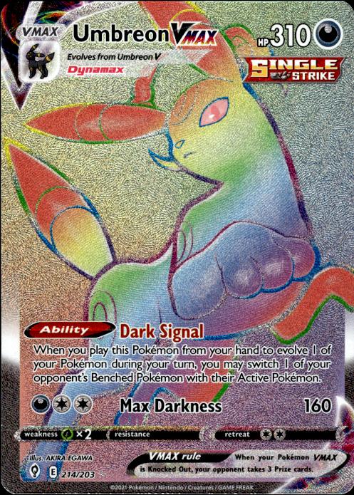 Pokemon Umbreon VMAX 214/203 Evolving Skies Rare Rainbow Near Mint