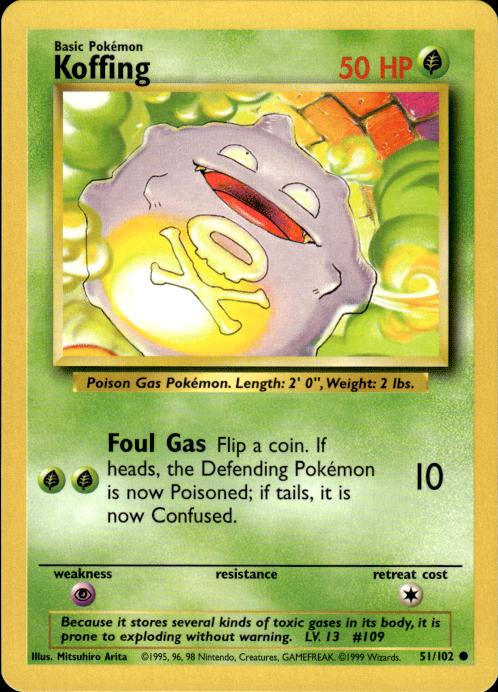 Pokemon Koffing 51/102 Base Set Common Near Mint