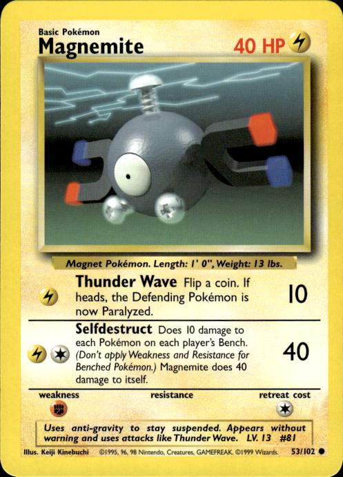 Pokemon Magnemite 53/102 Base Set Common Near Mint