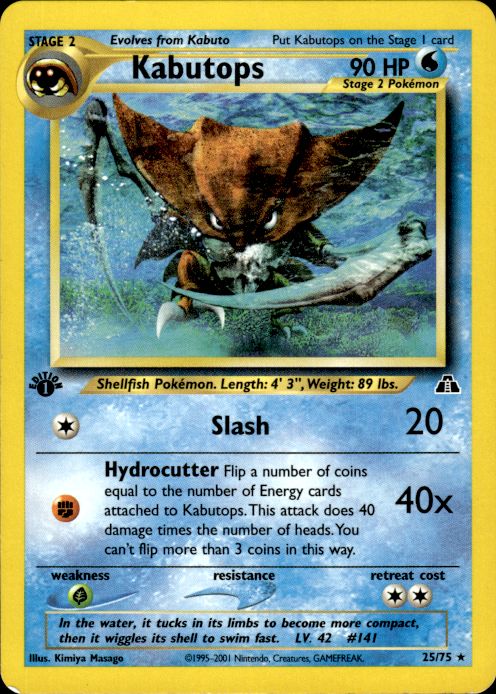 Pokemon Kabutops 25/75 Neo Discovery Rare 1st Edition Moderately Played