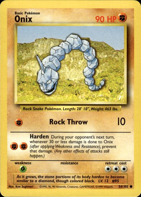 Pokemon Onix 56/102 Base Set Common Near Mint