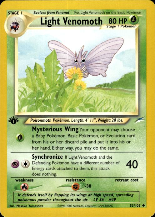 Pokemon Light Venomoth 53/105 Neo Destiny 1st Edition Uncommon Near Mint