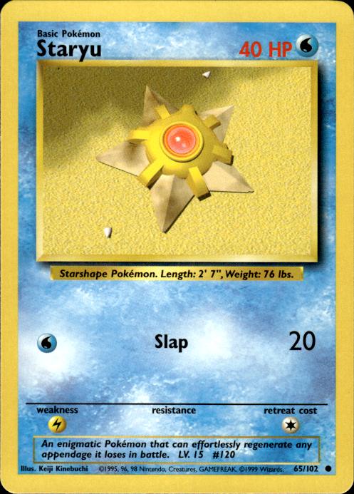 Pokemon Staryu 65/102 Base Set Common Near Mint