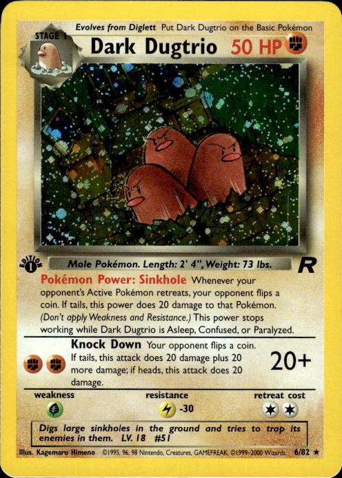 Pokemon Dark Dugtrio 6/82 Team Rocket Holo Rare 1st Edition Near Mint