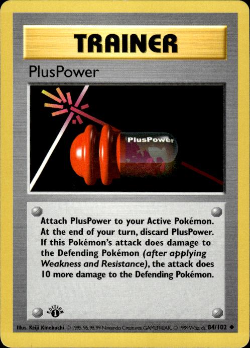 Pokemon PlusPower 84/102 Base Set Uncommon 1st Edition Moderately Played